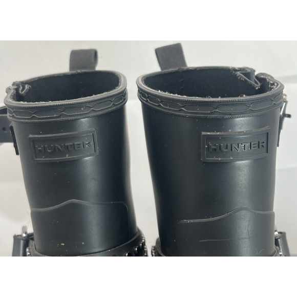 Hunter Refined Black Studded Biker Boot Womens 9 Rubber Rain Pull On Waterproof - Picture 3 of 10
